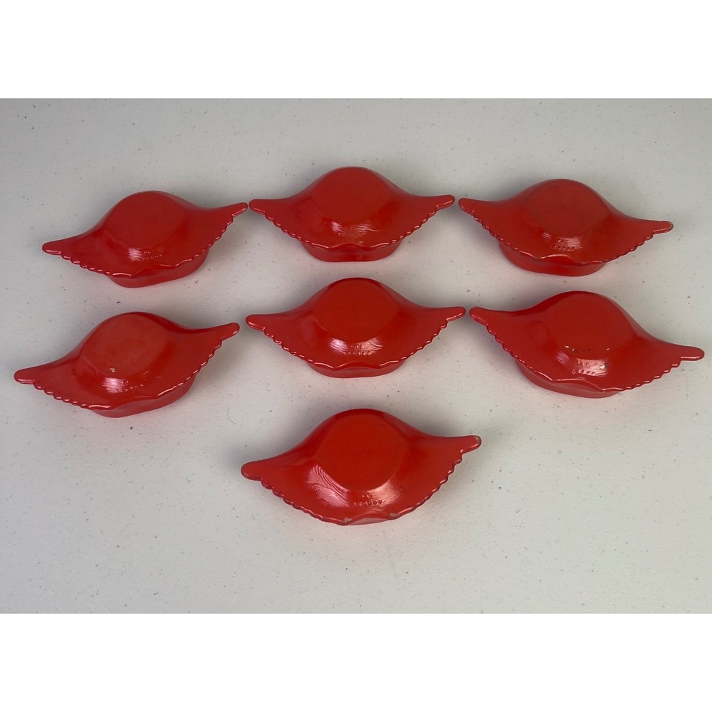 Vintage McKee Glasbake Red Deviled Crab Shell Baking Dishes Set of 7 1950s